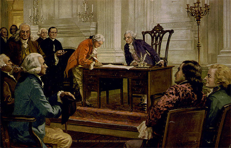 Painting depicting the signing of the U.S. Constitution