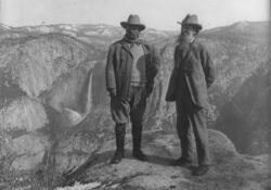 Theodore Roosevelt and John Muir on Glacier Point, Yosemite Valley